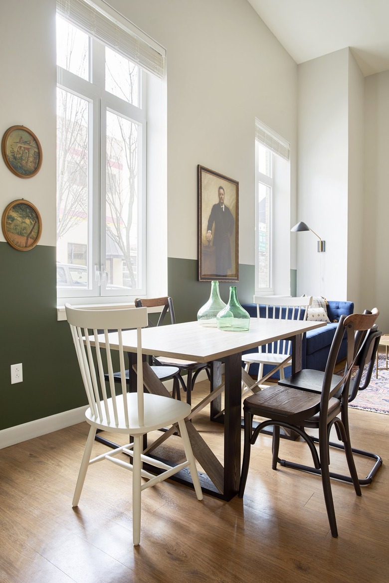Eclectic dining room with vintage style chairs